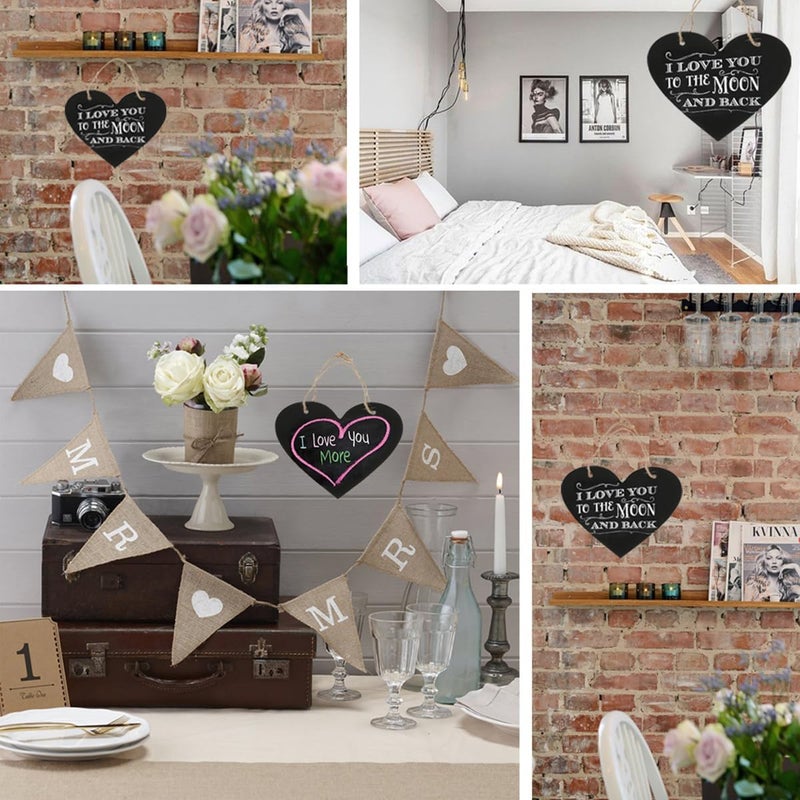 WINOMO Heart Chalkboard Sign: Wooden Blackboard for Christmas Party Wedding Hanging Decoration - Image 4